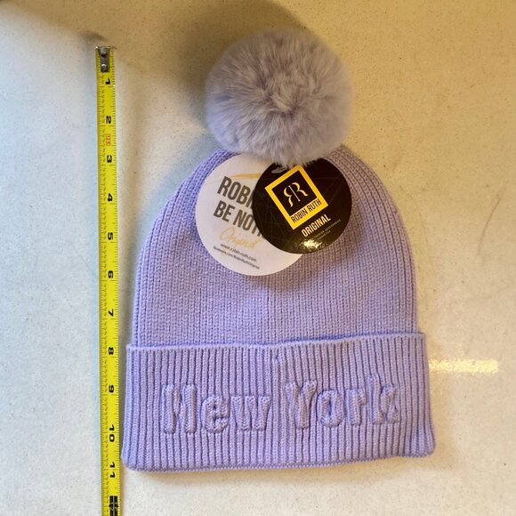 Lavender Beanie Pompom New York Logo Unisex NWT - Picture 8 of 11